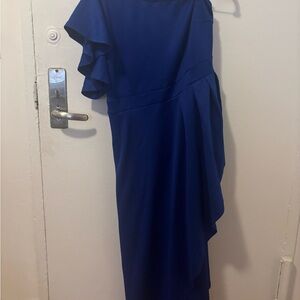 Chic One-Shoulder Blue Dress